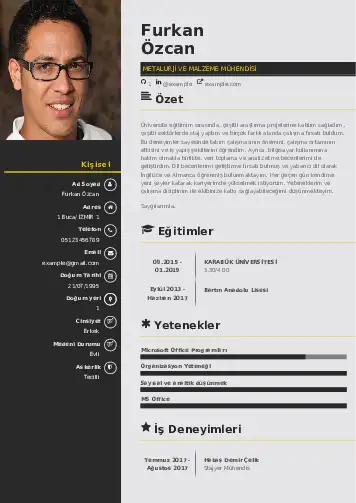 Metalürji Ve Malzeme Mühendisliği Cv Örnekleri cv indir